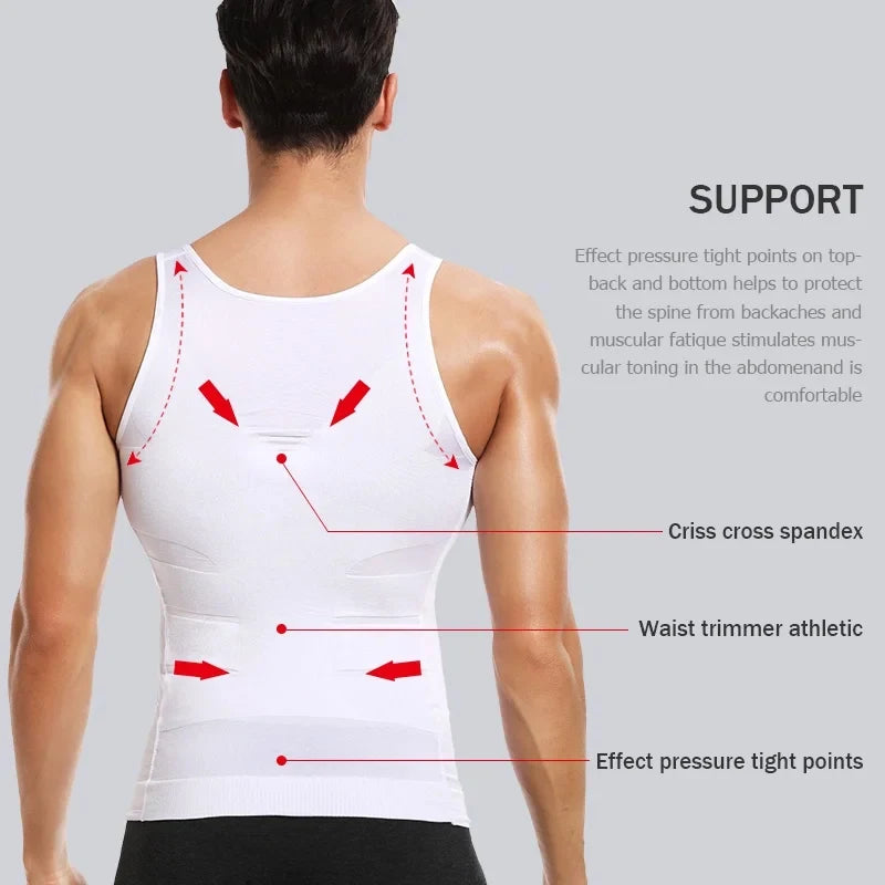 Men's Slimming Shaper Vest Elastic Body Shapewear Compression Abdominal No Sleeves Vest Breathable Fitness Sport Shaping Shirt
