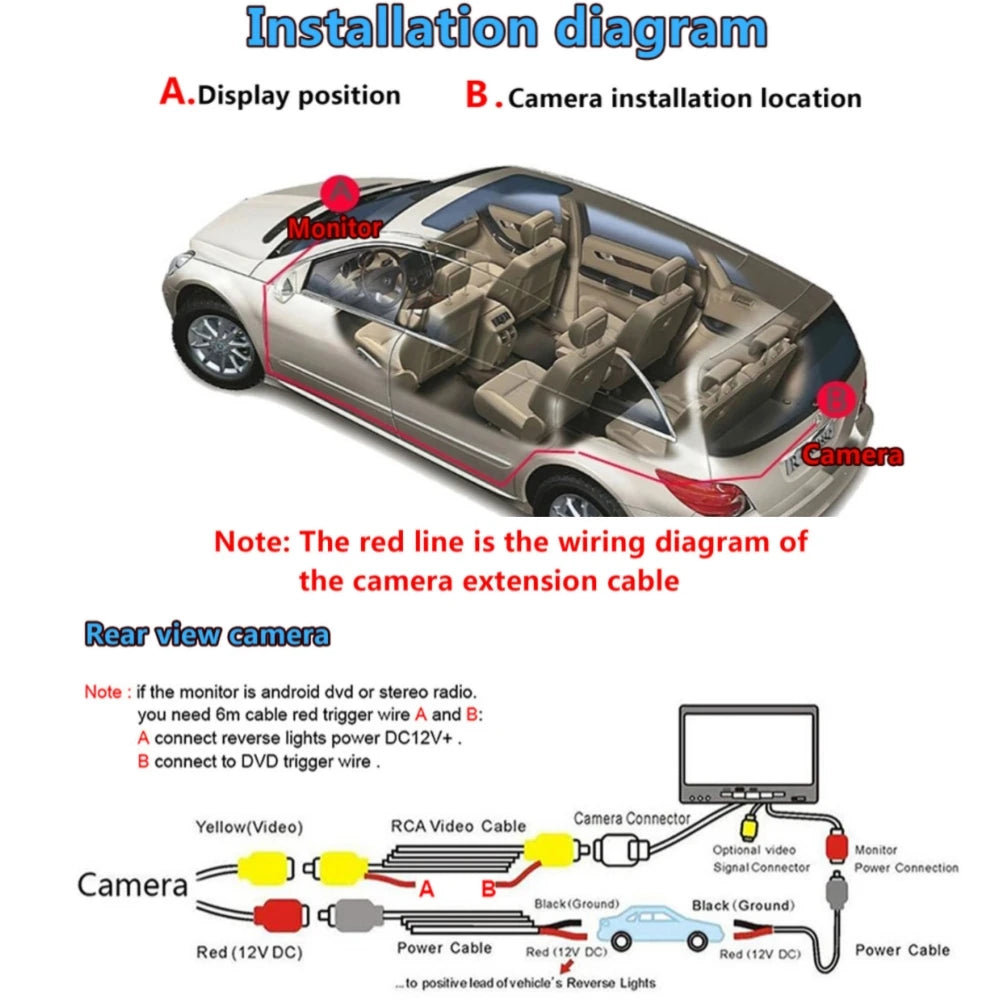 Universal 6M Video Cable For Car Rear View Camera RCA 6 Meters Wire For Connecting Reverse Camera With Car Multimedia Monitor