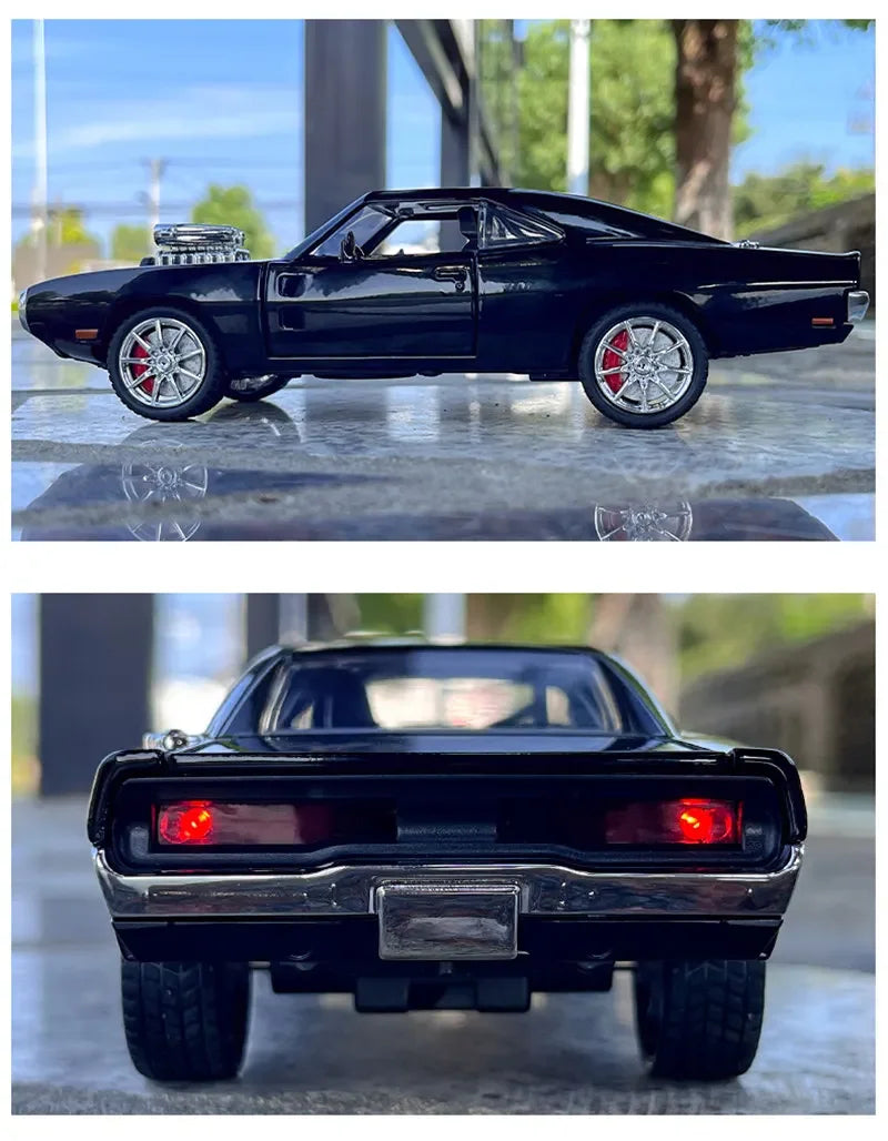 New 1:24 Challenger 1970 Fast & Furious 7 Alloy Car Model Diecasts Toy With Sound and Light Vehicles Decoration Toy For Kid Gift