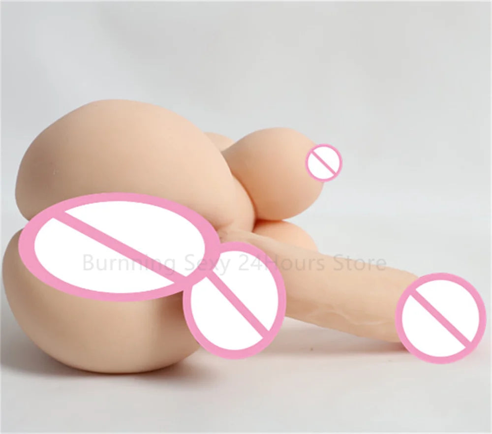 3D Realistic Shemale Body Sex Doll Male Torso 14cm Dildo Soft Penis Female Vagina Masturbator Anal Sex Toys for Women Men Adults