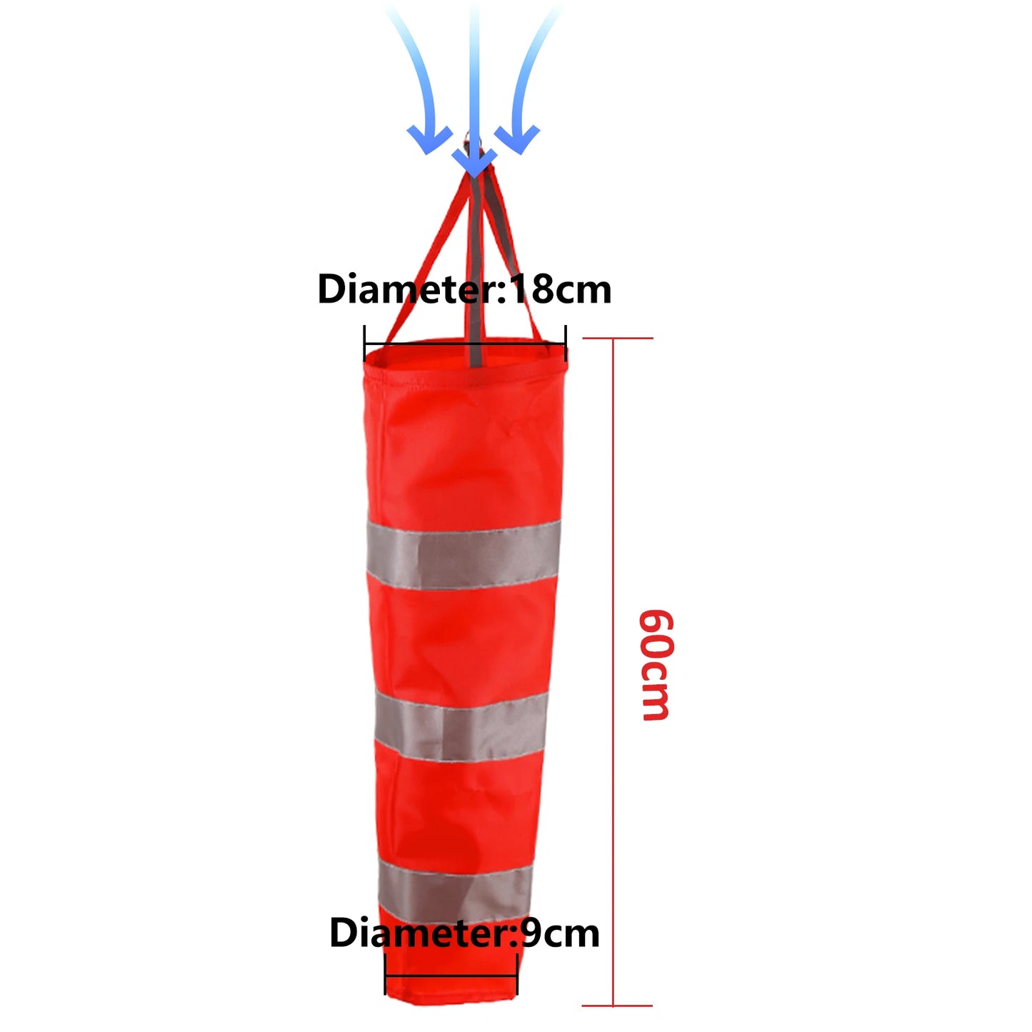 60/80/100cm Windsock Weathervane Scratchproof Windproof Fluorescent Reflective Windsock Weather Bag Wind Vane Wind Wind Direct