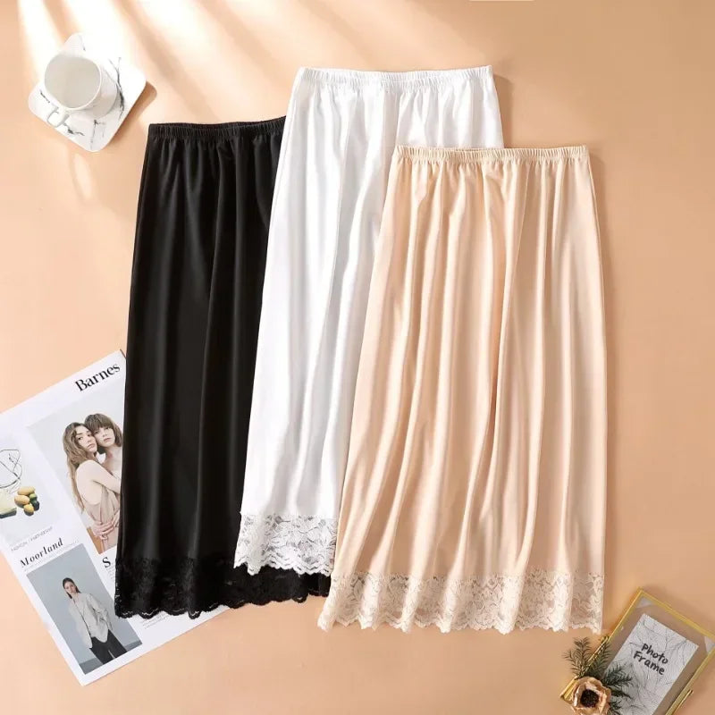 3 Lengths Basic Underskirt Modal Female Half Length Skirt Lace Slip Innerwear Short Skirt Women Half Slip Dress Long Petticoat