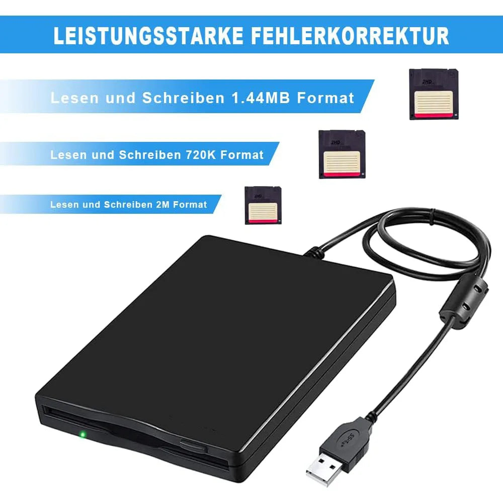 USB Floppy Disk Reader Drive 3.5" External Portable 1.44 MB FDD Diskette Drive for Mac Windows 10/7/8/XP/Vista PC Laptop Desktop