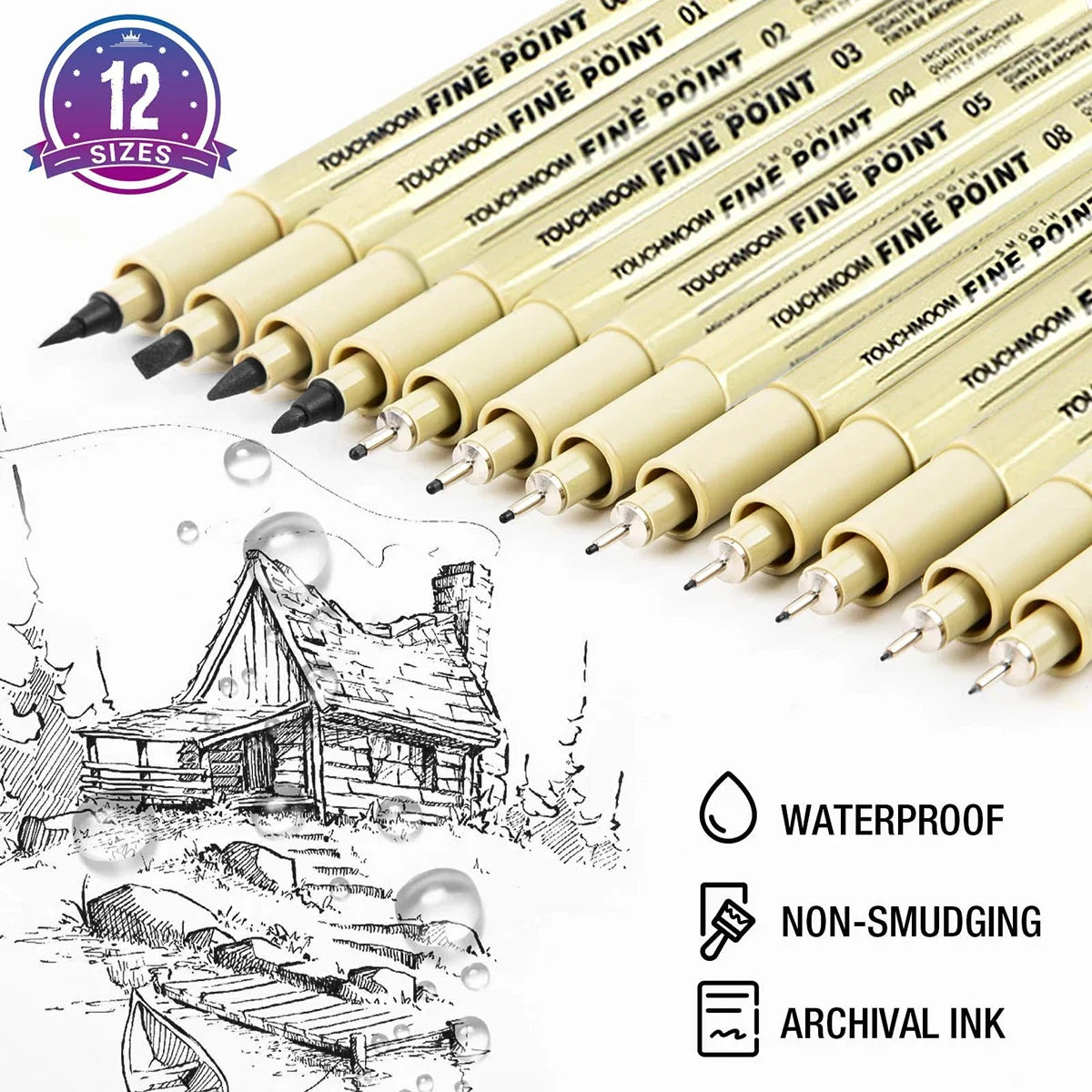 6-12Pcs/Set Hook Needle Pen Hand-painted Fineliner Sketch Pen Student Study Office Supplies Special Stationery Art Supplies