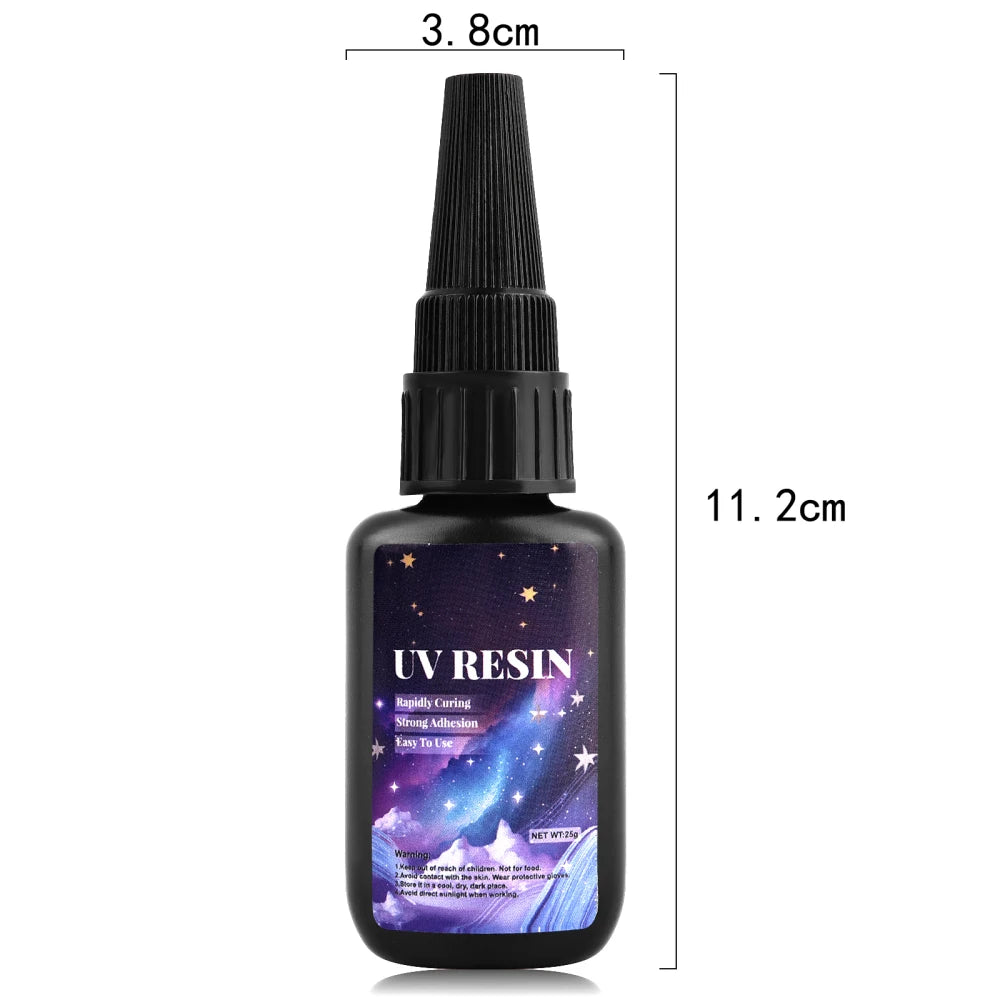 25g UV Resin Glue Bonding & Welding UV Glue Kit With Light Quick-Drying Resin Glue For Bonding Glass Metal Wood DIY Crafts Decor