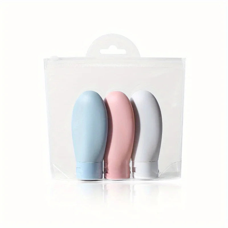 3pc Travel Bottle Set, Refillable, Leak-proof, for Shampoo, Lotion, Shower Gel, Portable Personal Care Accessories