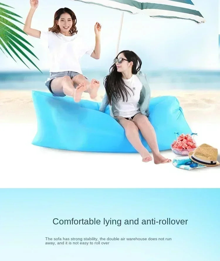Lazy Inflatable Sofa Home Living Room Recliner Foldable Sleeping Bag Beach Camping Air Bed Outdoor Backyard Lunch Break Mattress