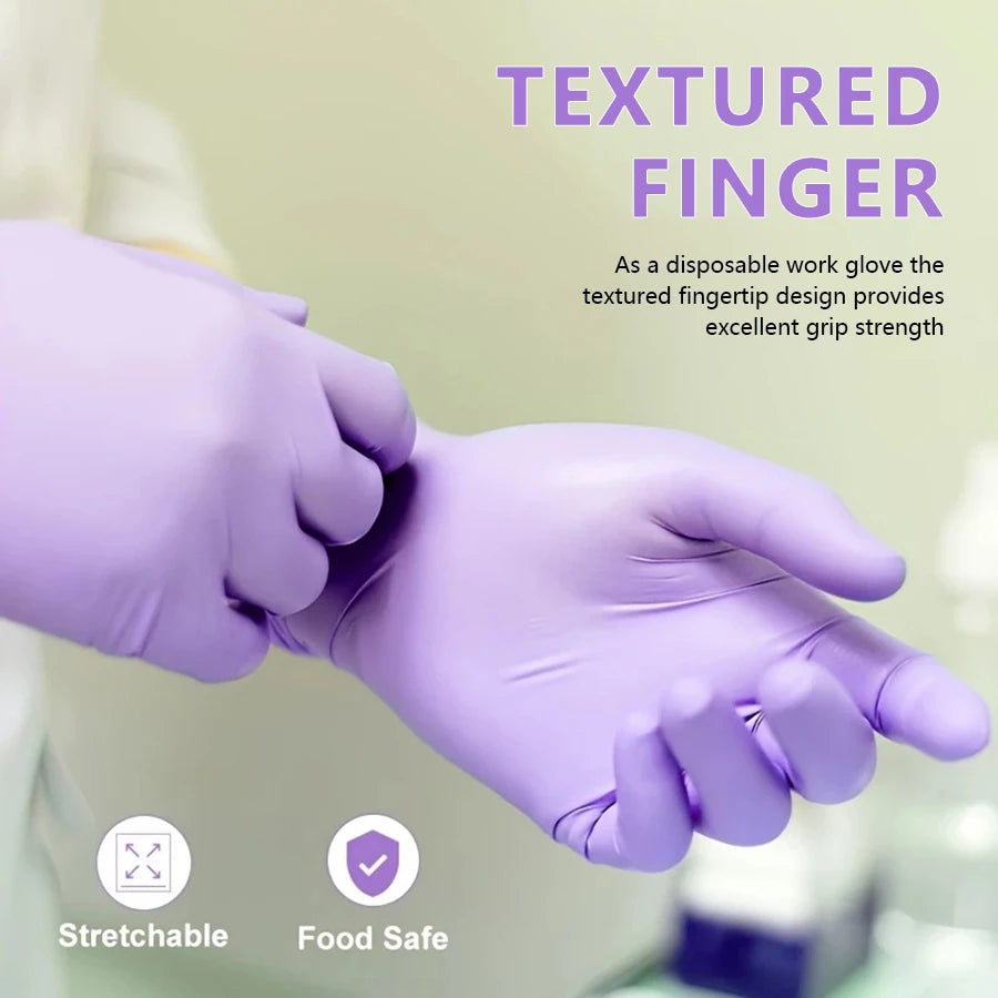 20-300pcs Nitrile Exam Gloves Disposable Purple Lilac Glove Food Grade Sterile Powder Free Protection Gloves for Cooking Clean
