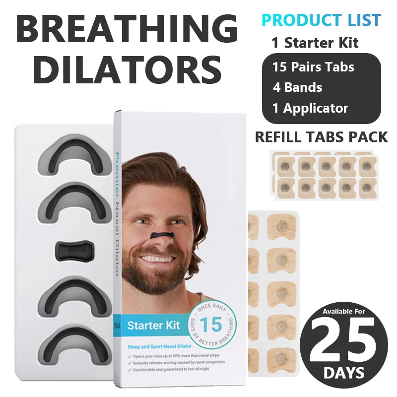 Nasal Breathing Dilators Starter Kit, Magnetic Anti-snoring Strips for Nose, Improve Sleep Quality Snoring Solution for Men