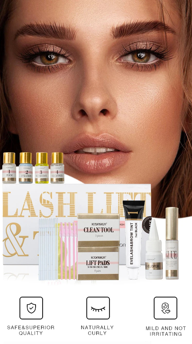 ICONSIGN Lash Lift Kit,Eyelash Perm Kit,Lash Lift and Tint Kit Professional Eyebrows Dye Lash Extension Set Semi-Permanent