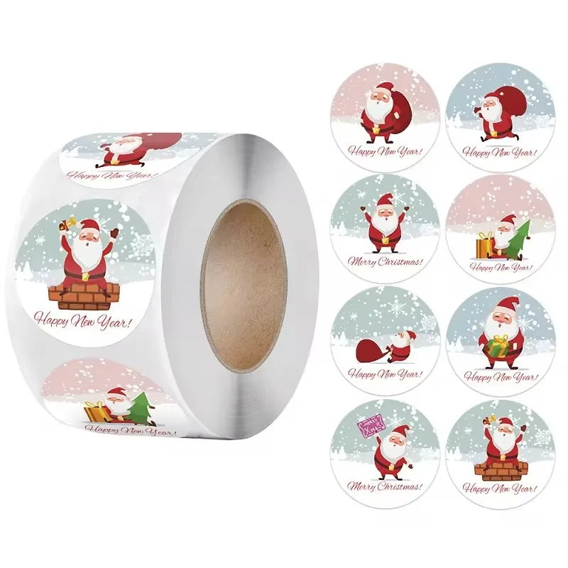 100-500PCS 100-500PCS Merry Christmas Stickers Small Children's Stickers for Kids Rolling Sticker Pack Roll Packing Lables