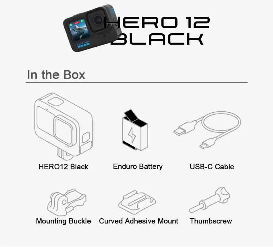 GoPro HERO12 Black Action Camera HyperSmooth6.0 5.3K60fps Video 27MP Go Pro12 helmet Sport Camera