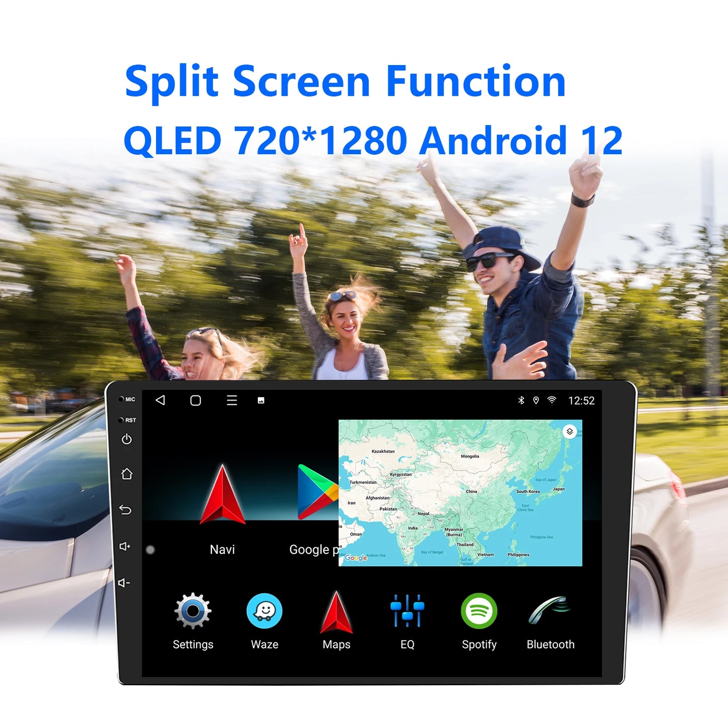 Android12 Car Radio Auto 8 Core 4+64G Din 9"/10" Universal QLED In-Dash GPS Navigation with Wireless CarPlay Reverse Camera AHD