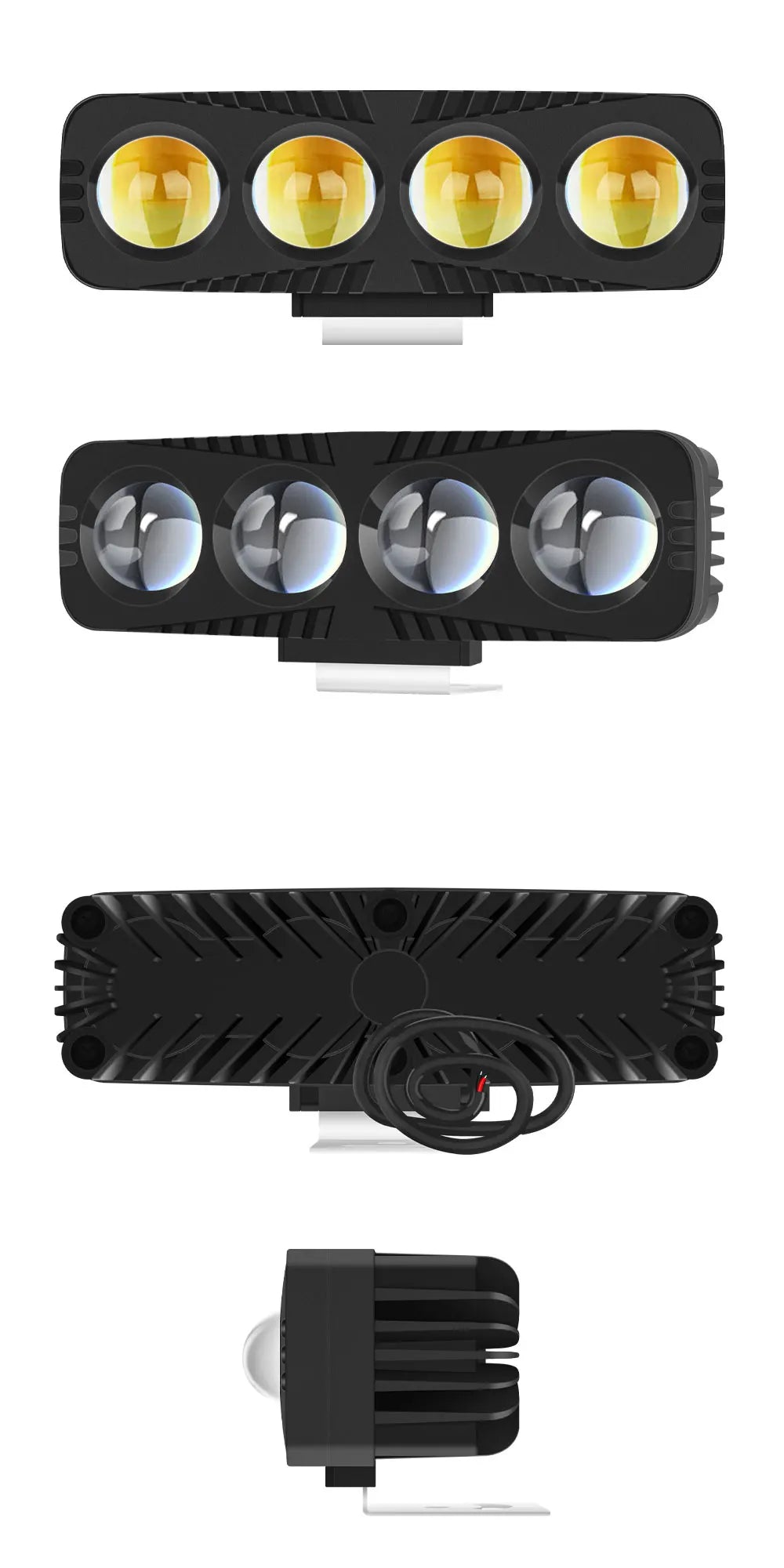 Motorcycle Headlight Additional Spotlights Dual Color 4 Lens Led Motorbike LED Fog Lamp Scooter SUV ATV Motorcycle Running Lamp