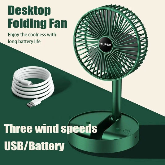 Desktop Foldable Retractable Small Fan Mini Portable Charging USB Home Low Noise High Duration Standby Mini Electric Fan