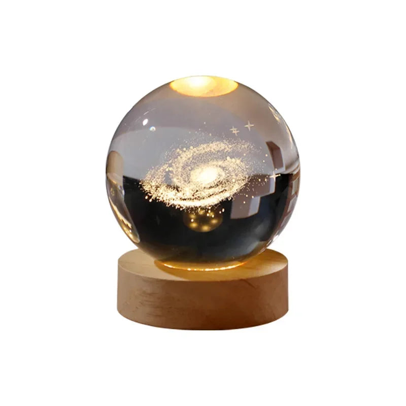 Engraved Crystal Ball Night Light with Wooden Base - Perfect Gift for Valentine's Day and Anniversary galaxy light