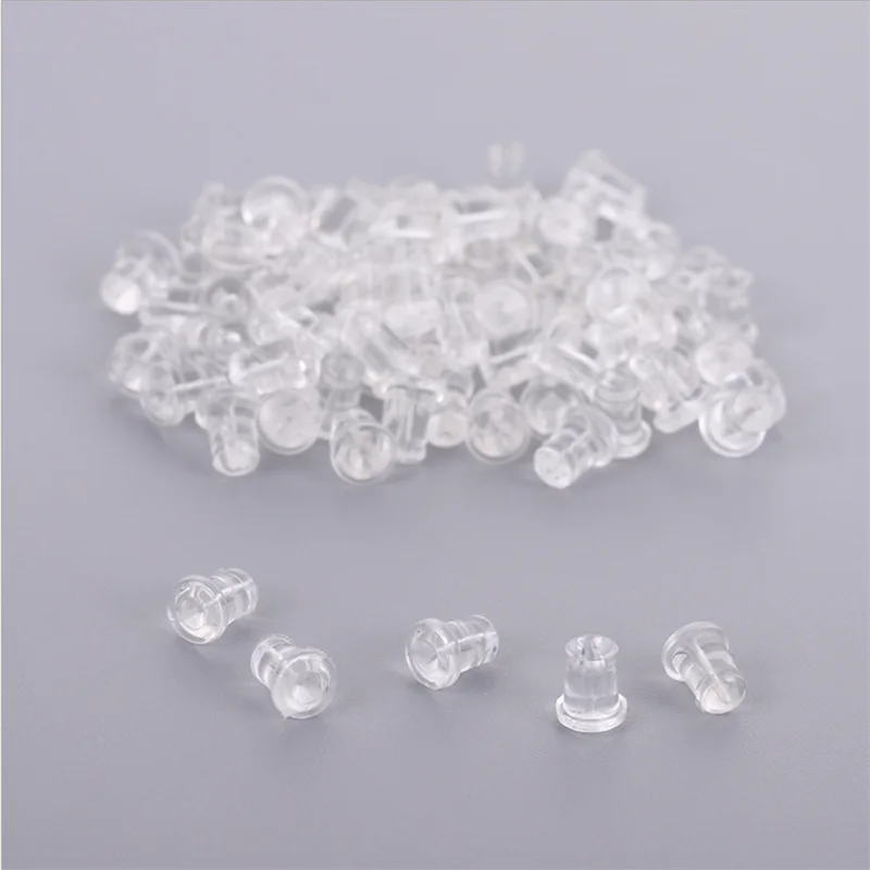 100pcs/lot Clear Soft Silicone Rubber Earring Backs Safety Bullet Stopper Rubber Jewelry Accessories DIY Parts Ear Plugging