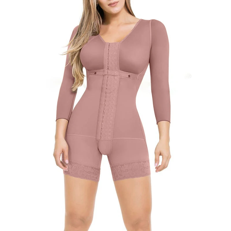 Women's Corset Firm Control Shapewear Full body Fajas Long Sleeves Waist Trainer Slimming Bodysuit Post Surgery High Compression