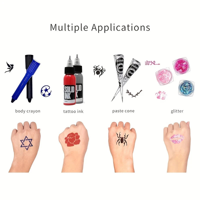 Colorful Tattoo Juice Paste,Easy-to-Use Henna Tattoo For Body Paint DIY Tattoos Temp, DIY Fake Tattoo Semi Permanent For Women