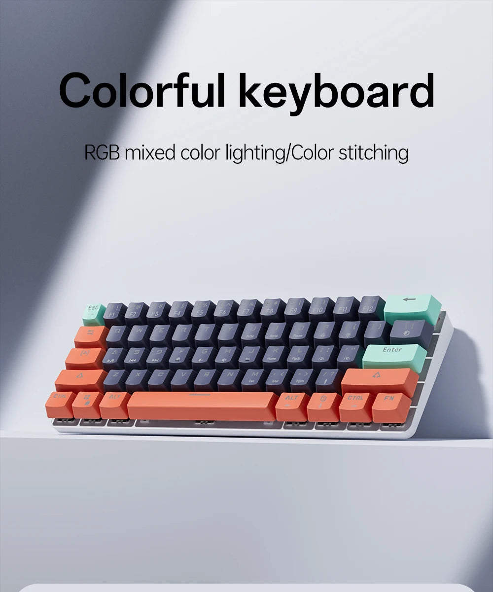 MUCAI 61 key mechanical keyboard mini portable practical red axis wired hot swappable RGB cool effect