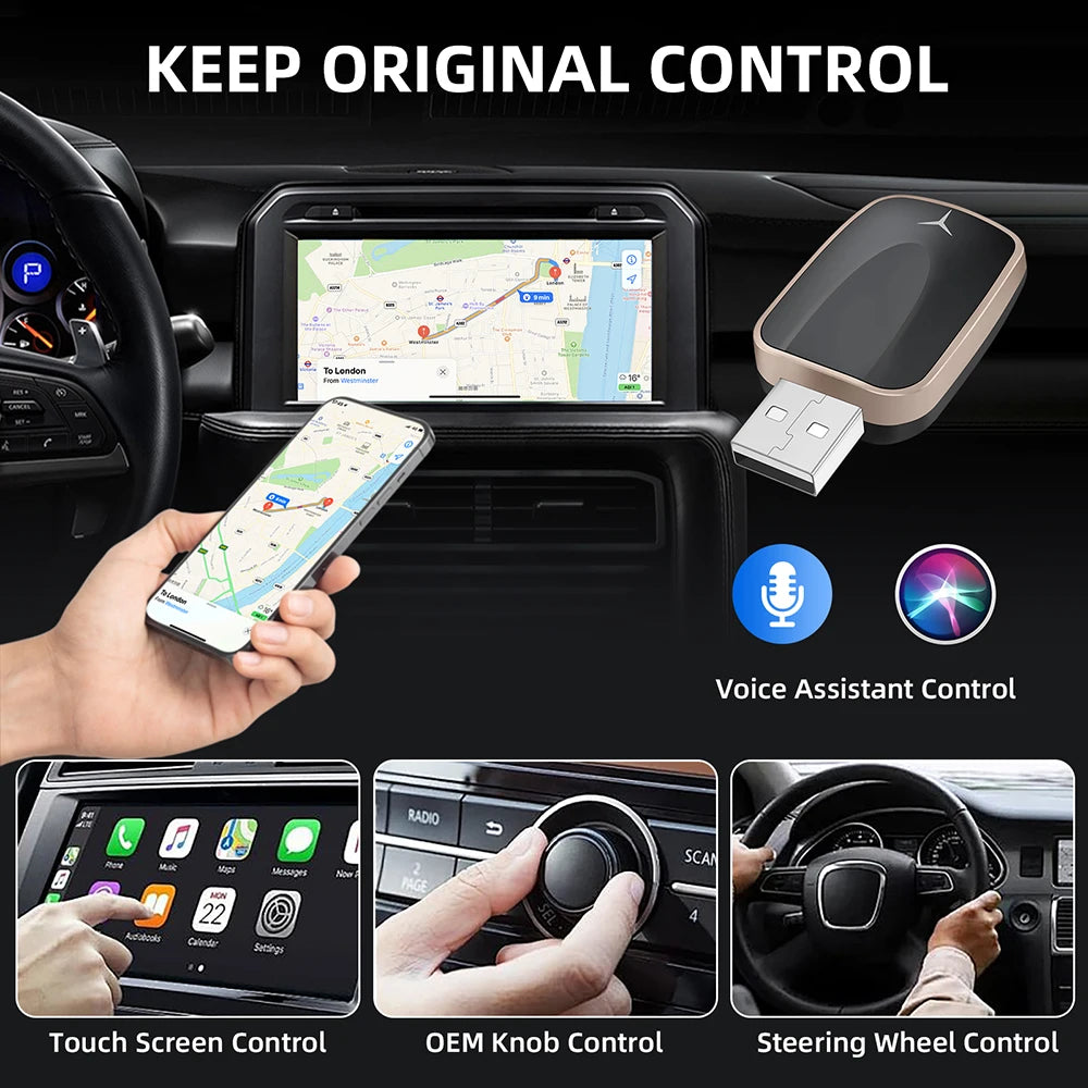 2in1 Wireless CarPlay Dongle Wireless Android Auto Adapter AI Smart Box Car Intelligent Systems For Car With Wired CarPlay