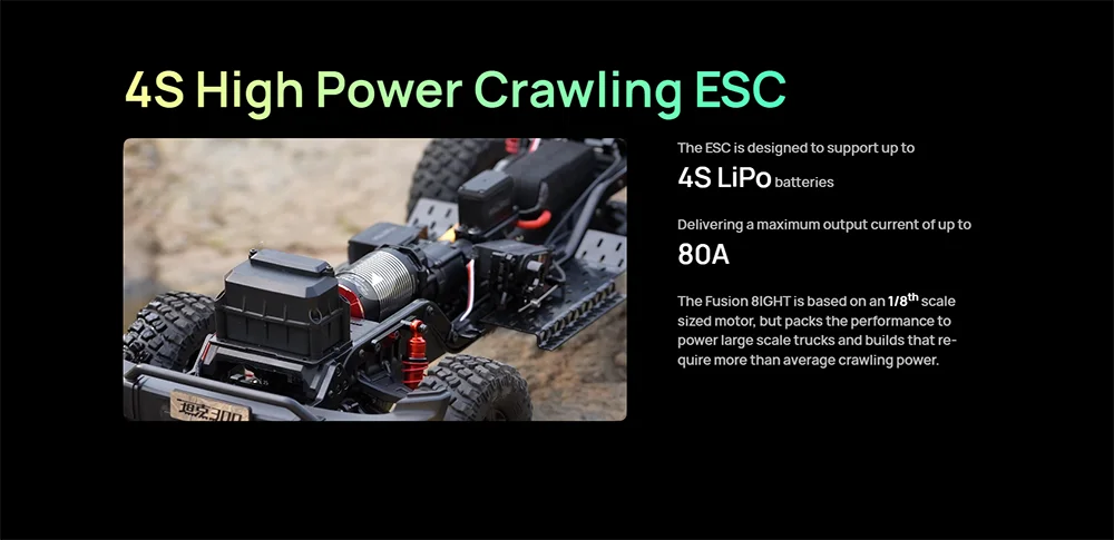 Hobbywing Quicrun Fusion 8ight 2-in-1 80a 2300kv Brushless Sensored Motor Esc Integrated For 1/8 Rc Car Rock Crawler Power Syste