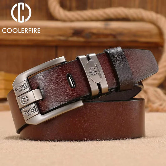 New Men Genuine Leather Belts Cowboy Wide High Quality Buckle Belts for Men Brand Luxury Leisure Vintage Jeans Strap HQ225