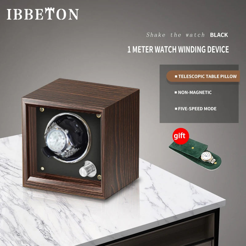 IBBETON Luxury Wood Watch Winder High-End  2 4 6 Slots Automatic Watches Box With Mabuchi Mute Motor Watch Cabinet Clock Storage