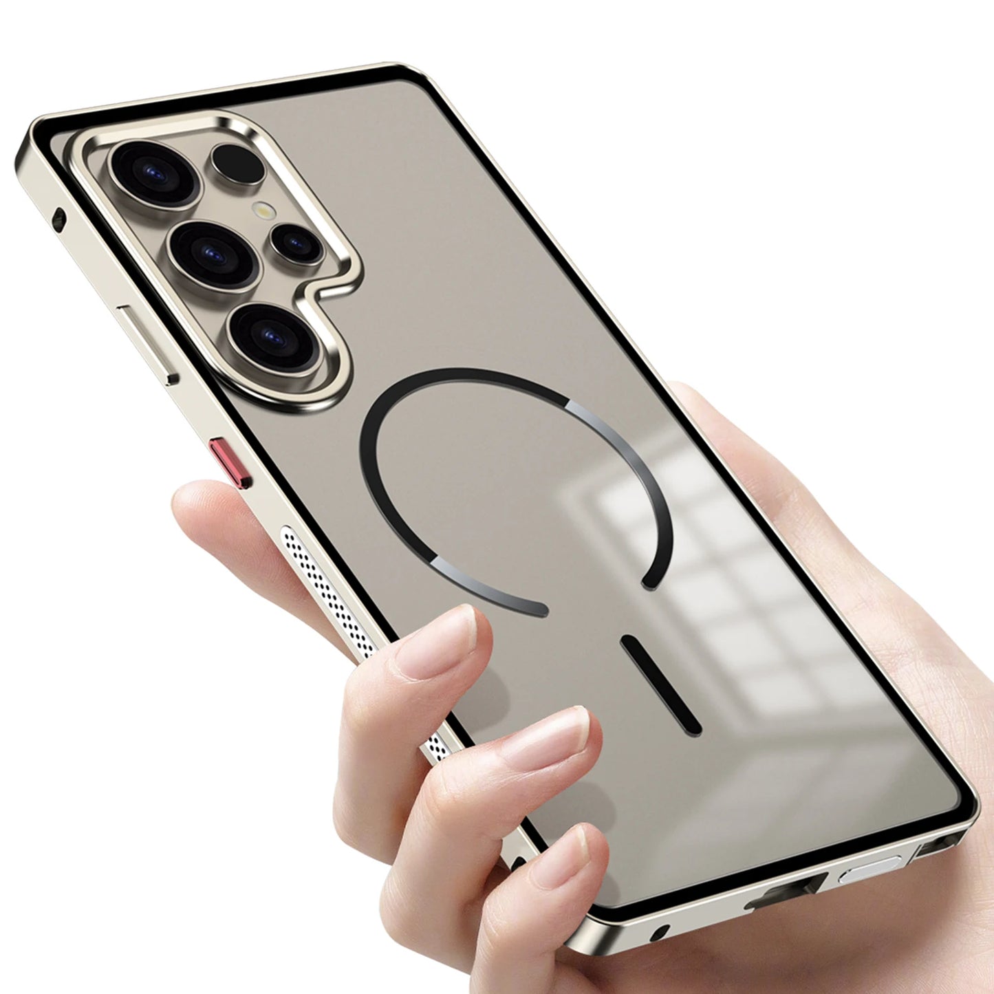 Case for Samsung S25 ULTRA Ultra S24 PLUS S23 Thin Aluminum Alloy Metal Transparent Heat Dissipation Magnetic Back Cover