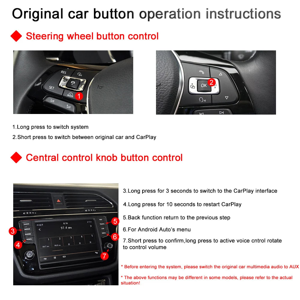 Wireless Carplay For VW Volkswagen Golf 7 Tiguan Lamando Magotan Phideon Teramont With MIB1/MIB2 Original Screen Upgrade Module