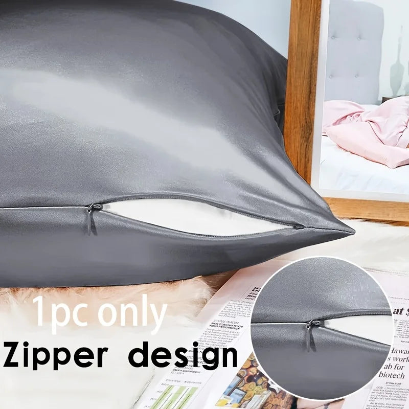 Satin Pillowcase 21 Momme 600 Thread Count for Hair and Skin , Hypoallergenic Breathable Both Sides satins with zipper