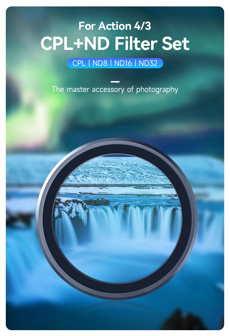 TELESIN CPL ND8 ND16 ND32 Lens Set Aluminium Alloy Frame for DJI OSMO Action 3 4 5pro ND CPL Filter Action Camera Accessories