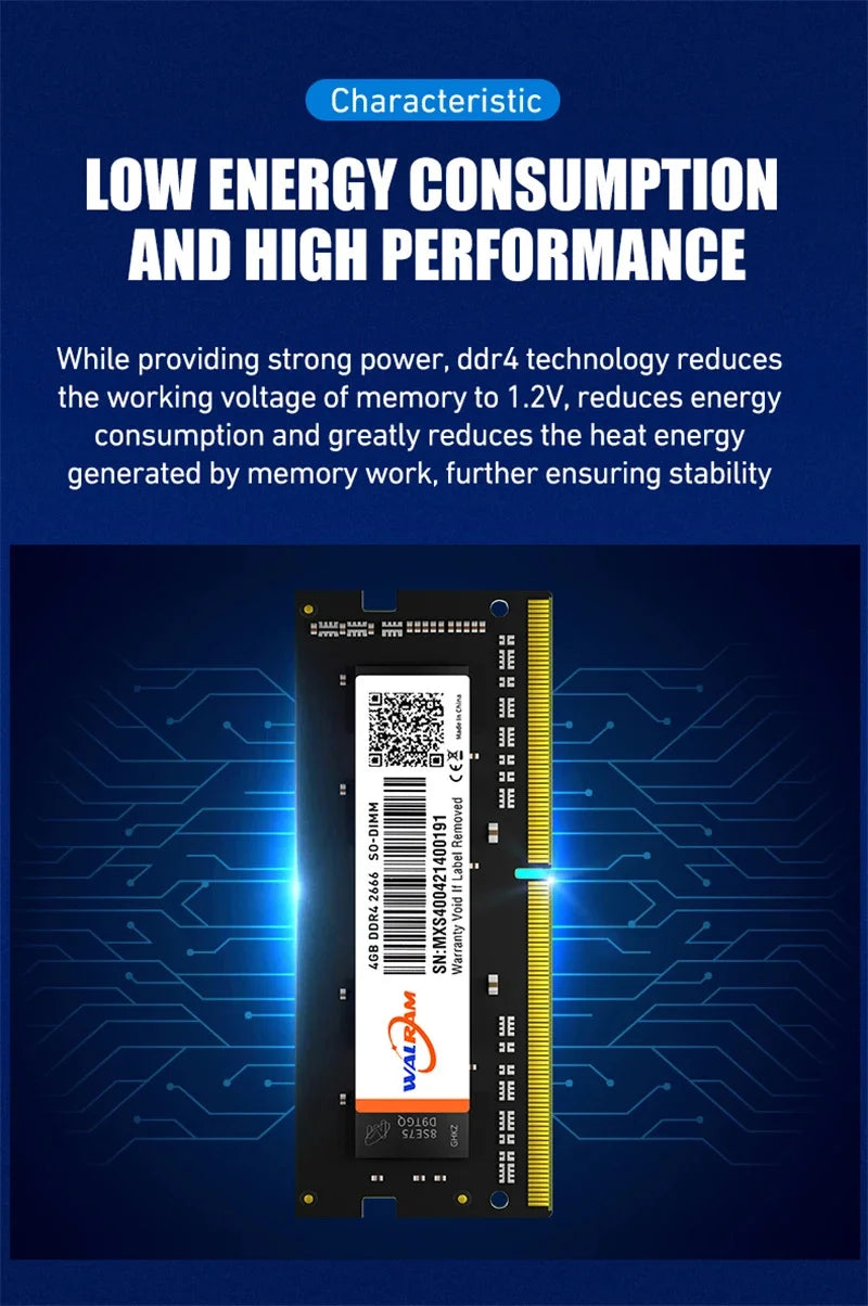 WALRAM Memoria Ram Notebook DDR4 DDR3L 16GB 8GB 4GB 32GB 3200 2666 2400 1600 1333 Sodimm Laptop Memory Ram DDR3L DDR4