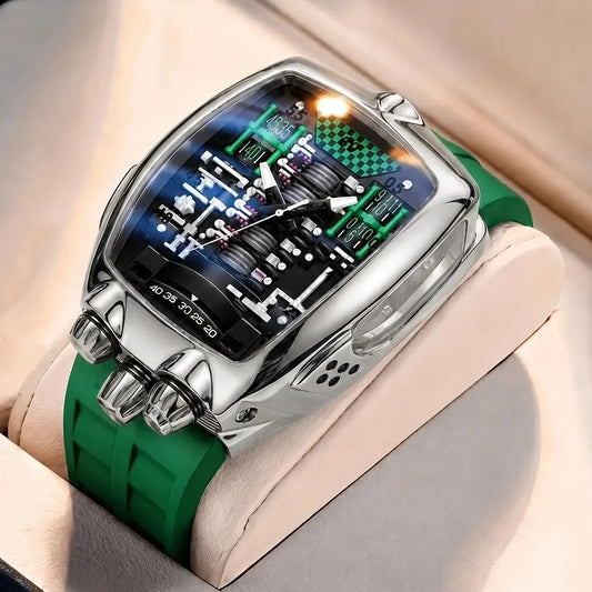 1pcs Men's black dial alloy strap vintage fashion tonneau sporty details Quartz Watch for business party holiday