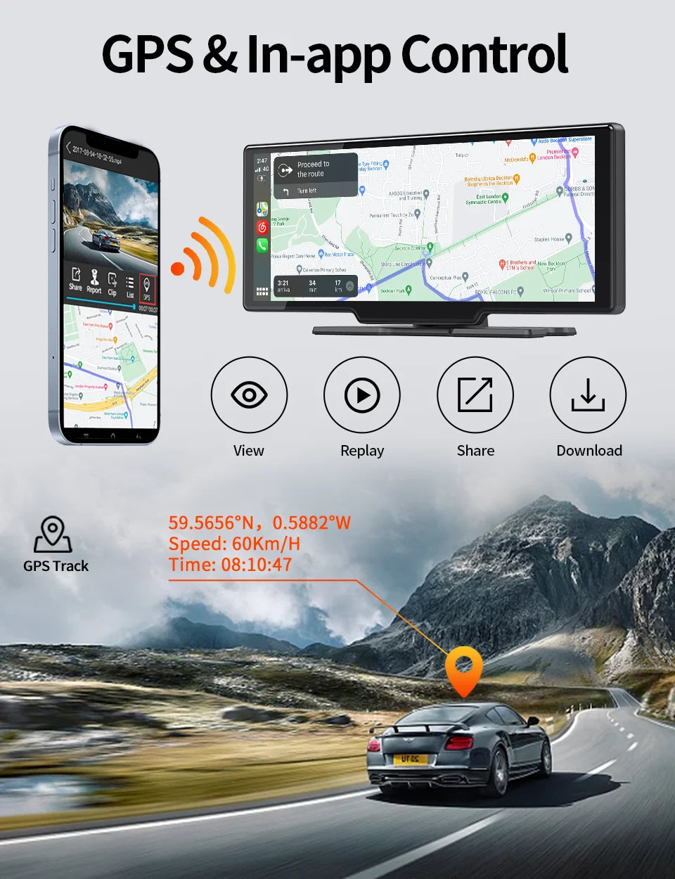 Imagebon 10.26 Inch 4K ADAS Car Mirror Video Recorder Wireless CarPlay & Android Auto Dash Camera GPS Navigation Night Vision