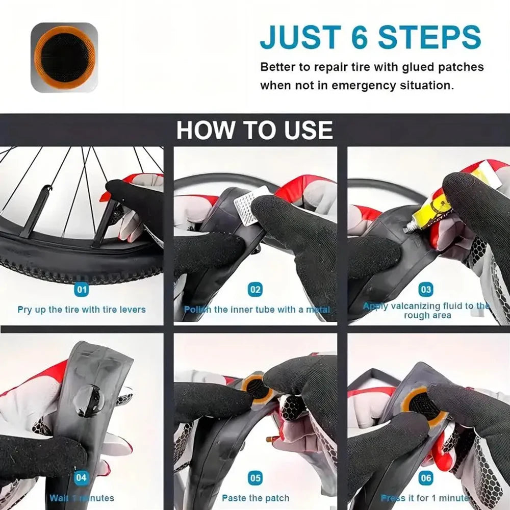Bike Tire Repair Kit Patches Tire Flim Grinding Film Crowbar Multifunctional Tools Cycling Tire Patch Bicycle Repair Puncture