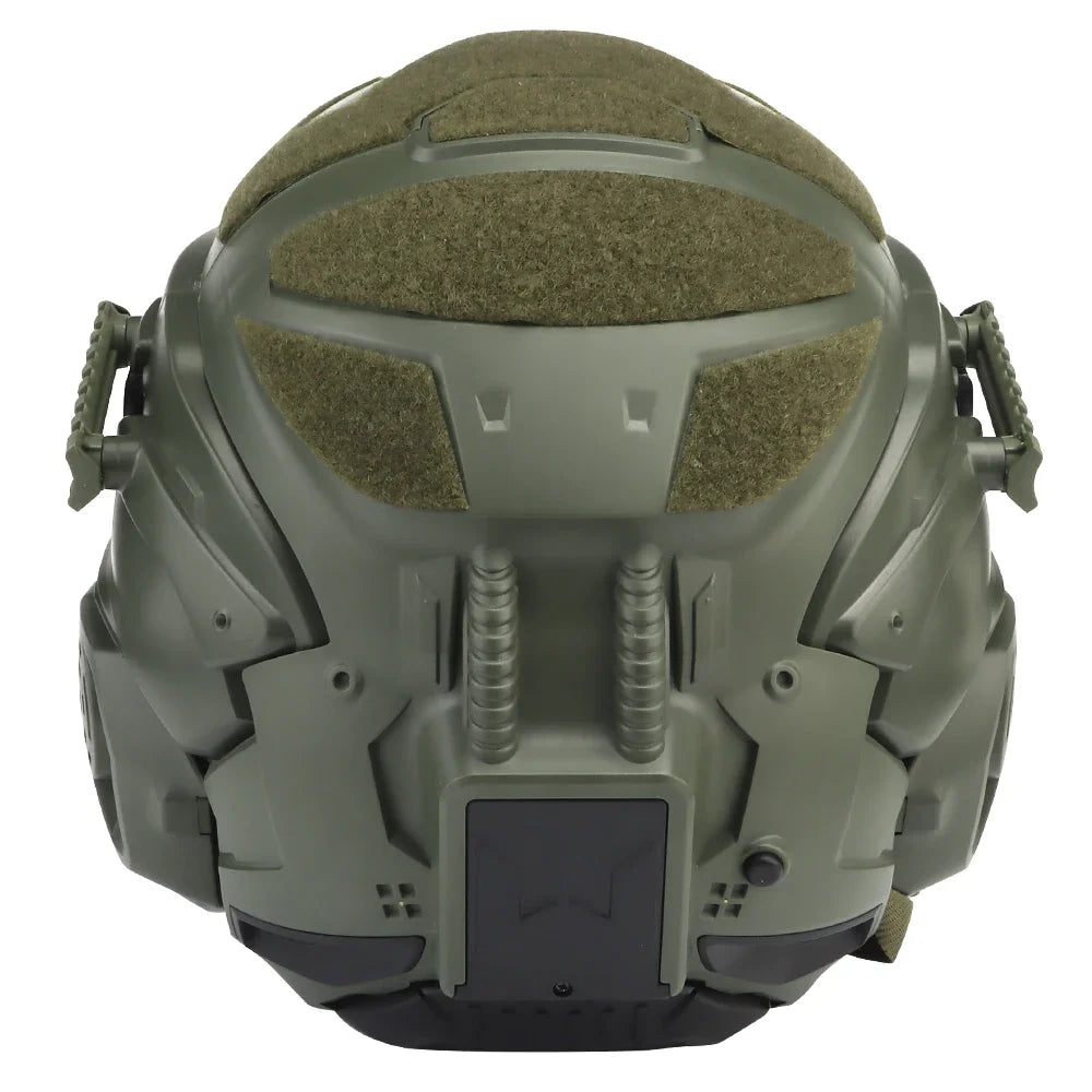 Tactical Helmet Built-in Communication Headset Anti-fog Fan Replaceable Lens W Assault Protective