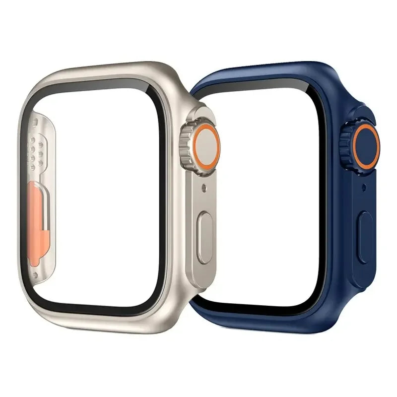 2PCS Case Glass+Case For Apple Watch 42 46 44 45 41 40mm Screen Protector Cover Change Ultra Bumper IWatch Series10 9 8 7 SE 6 5