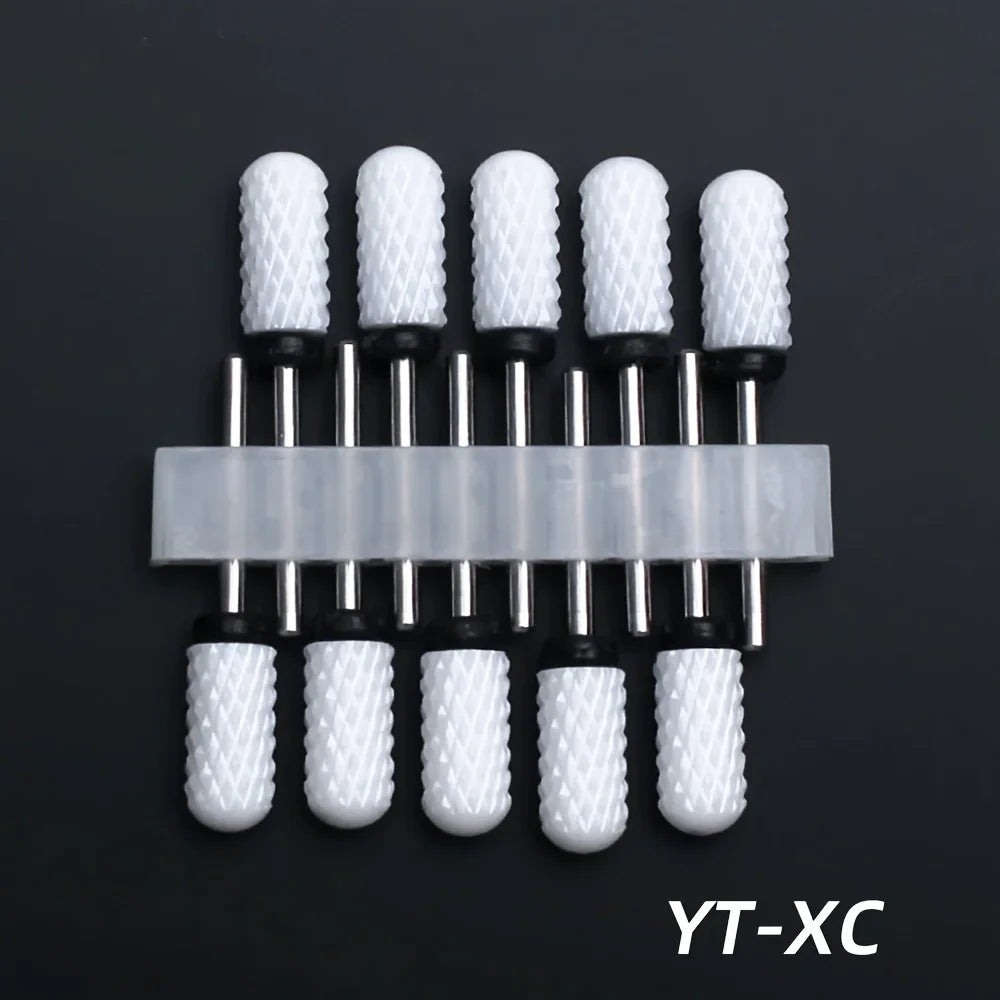 10pcs Ceramic Nail Drill Bits Set, Electric Manicure & Pedicure Milling Cutter, For Nail Polishing Machine