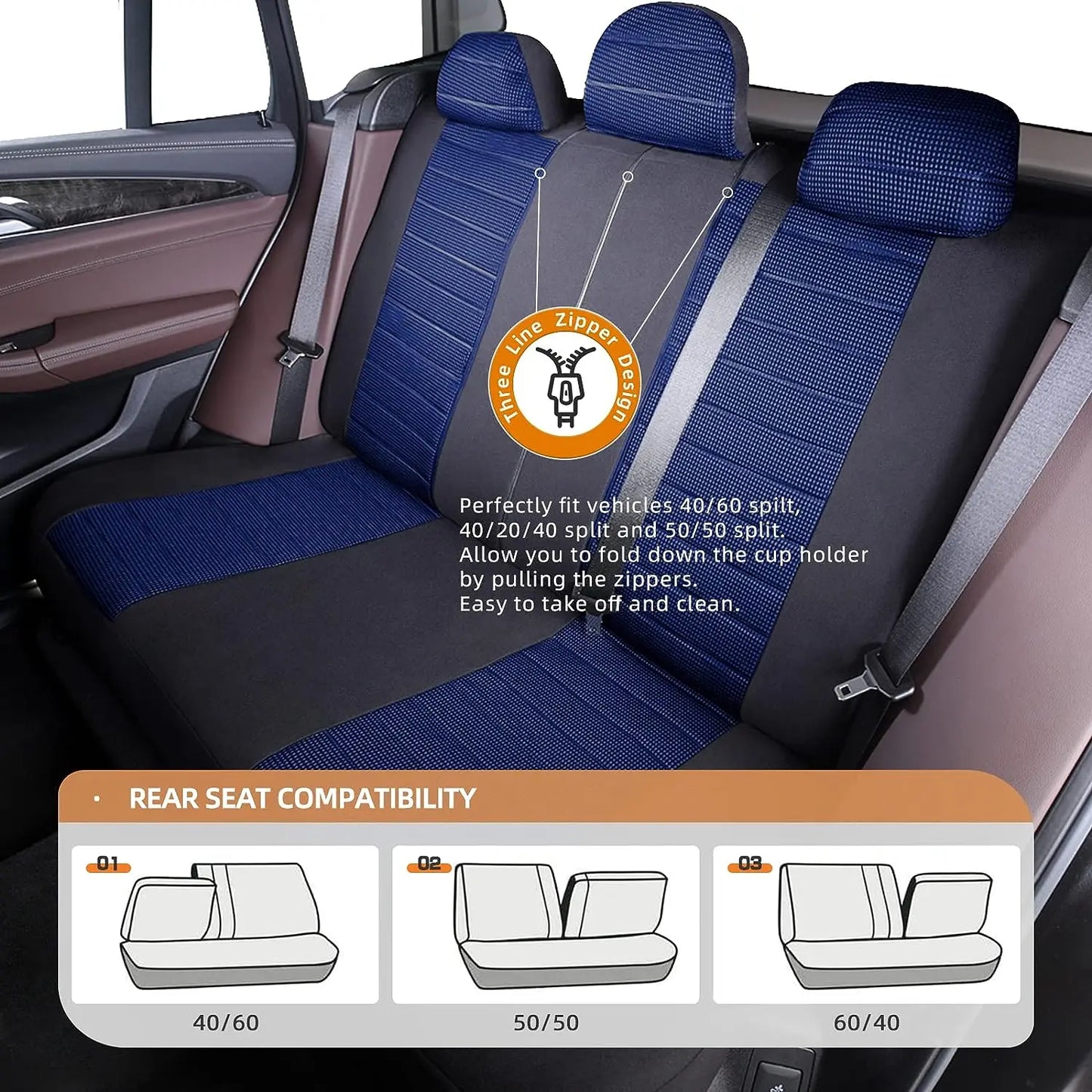 Universal Car Seat Covers Full Set Cloth Set for Most Sedans Vans SUVs Trucks Car Seat Protector Front and Rear Back Seat Covers