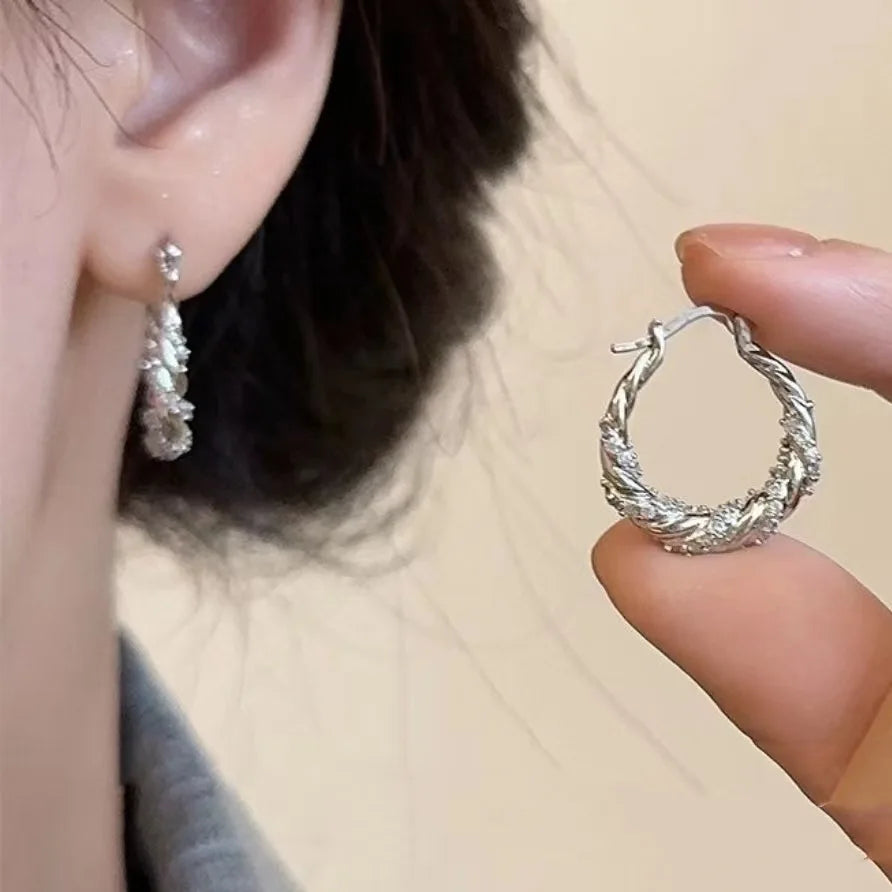 Punk Round Circle Dangle Earrings for Women Party Retro Statement Jewelry Trendy Geometry Silver Color Metal Hoop Earrings