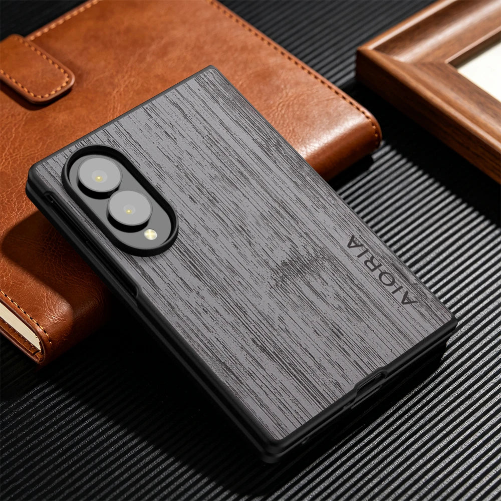Case for Samsung Galaxy Z Fold 8 Fold8 5G Funda Bamboo Wood Pattern Leather Phone Cover Luxury Coque for Samsung Z Fold8 5G Case