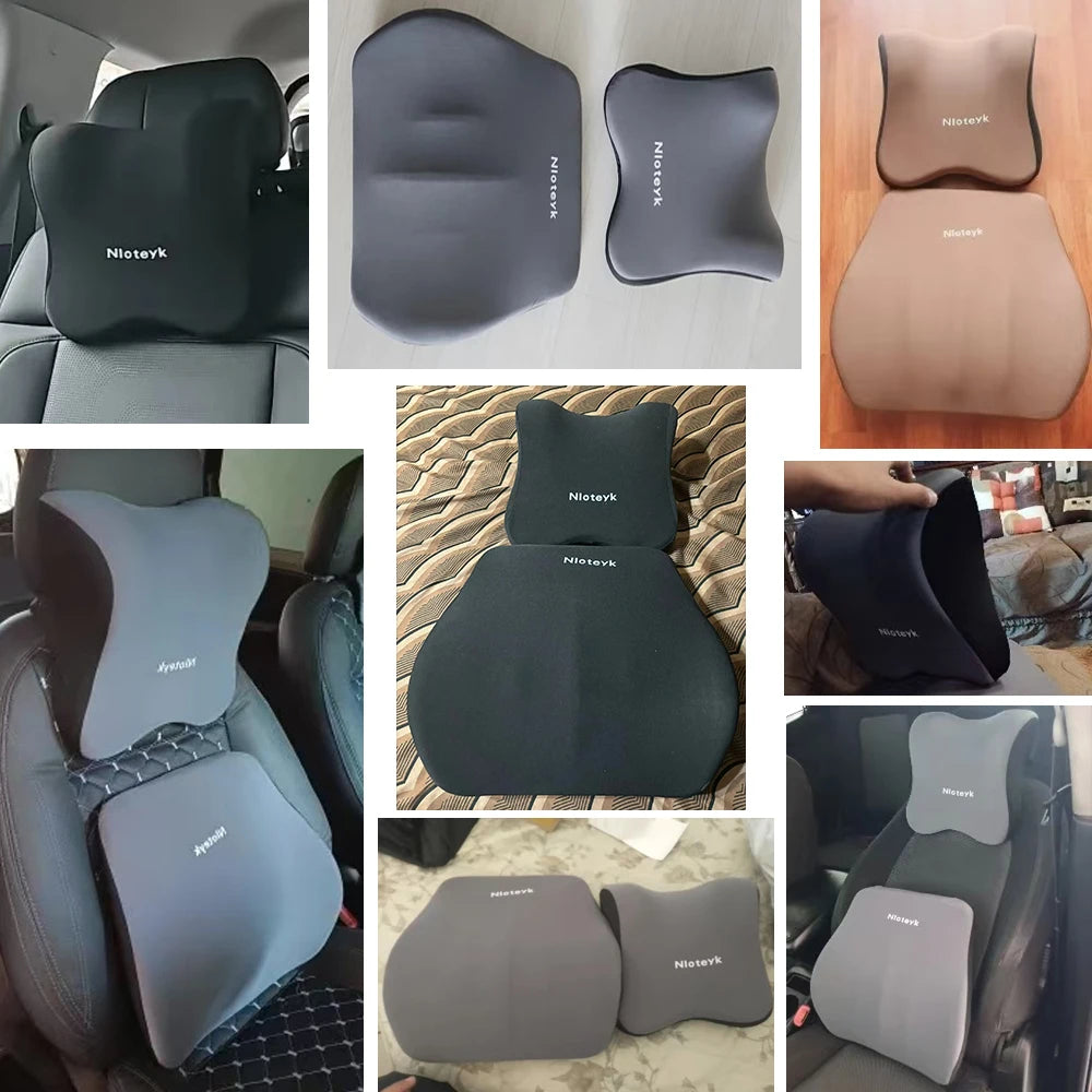 Car Memory Foam Headrest Car Neck Pillow Lumbar Waist Cushion Universal Waist Support Car Seat Pillow Accessories Interiors