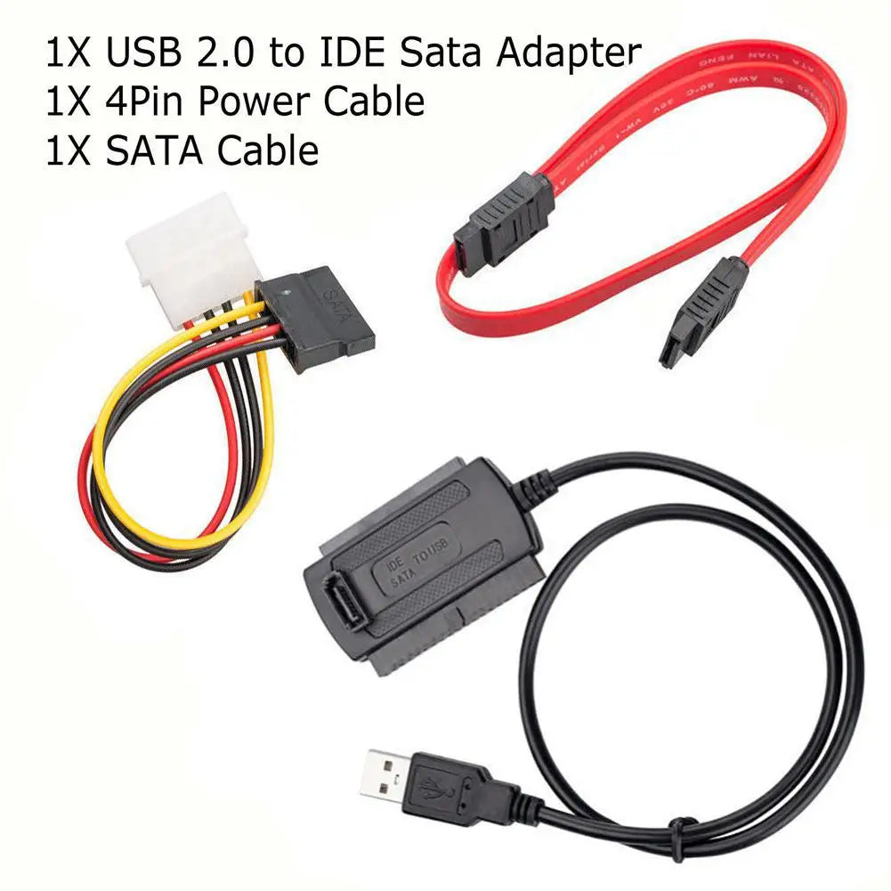 SATA to USB 2 SATA IDE Adapter Cable PATA IDE to USB Converter for 2.5 3.5 Inch SSD HDD with AC Adapter Support Windows MAC OS