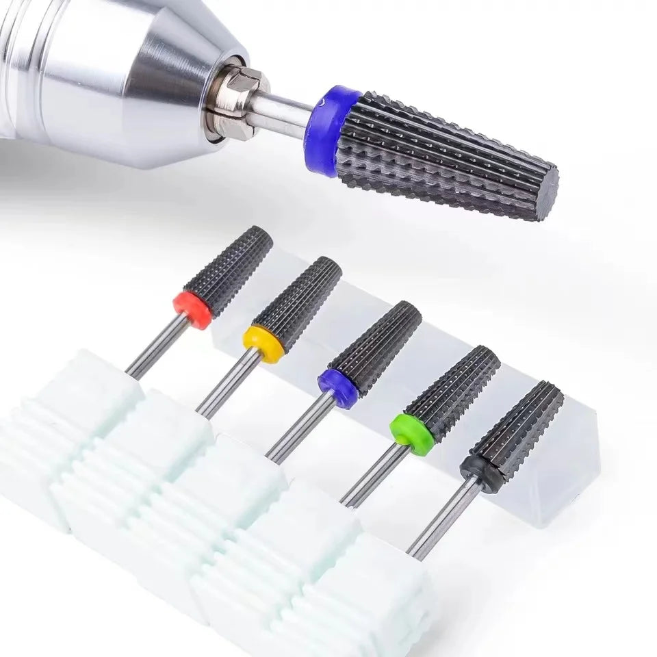 Black 5 in 1 Ceramic Nail Drill Bit For Electric Drill Machine 3/32" Shank Milling Cutter Fast Remove Acrylic Or Hard Gel