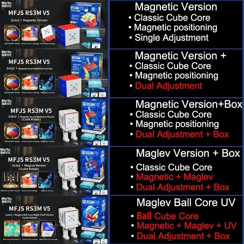 MoYu RS3M V5 3X3 Magnetic Magic Speed Cube Professional Fidget Toys RS3 M 2023 V5 Cubo Magico Puzzle