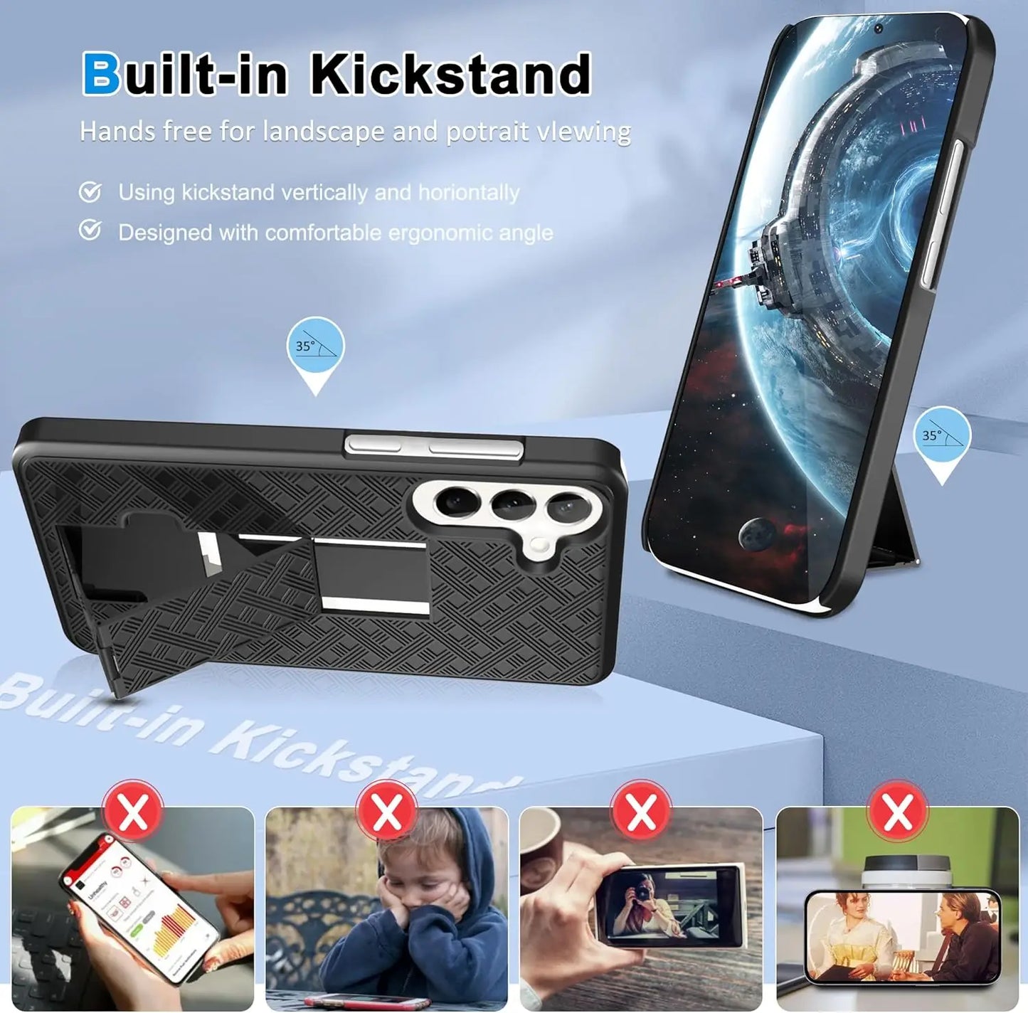S25 Case Rugged Combo Shockproof Armor Belt Clip Holster Cover for Samsung S24 Ultra S23 S21 S22 Plus Note 20 Stand Swivel Capa