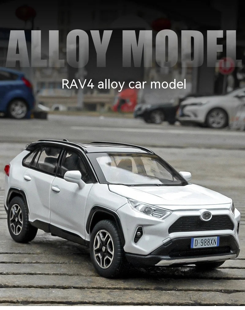 1:32 Diecast RAV4 Car Model - Lights, Sound, Steering! Perfect Kids' Birthday Gift.Off-Road Tundra Truck Toys Ideal for Kids