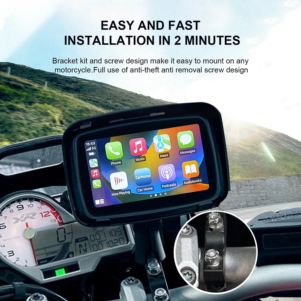 5 Inch Motorcycle Bike Carplay Android Auto Screen Waterproof Wireless Apple Carplay Touch Screen Moto CarPlay IPX7