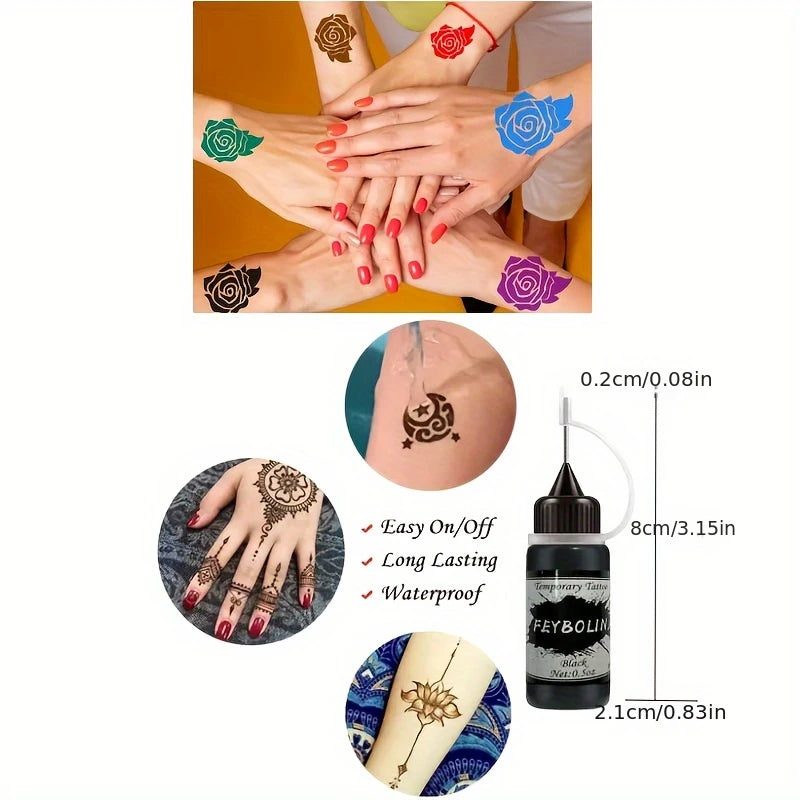 Colorful Tattoo Juice Paste,Easy-to-Use Henna Tattoo For Body Paint DIY Tattoos Temp, DIY Fake Tattoo Semi Permanent For Women